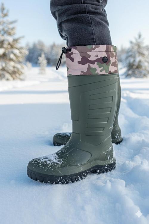 Soğuk-Sıcak İzolasyonlu Şok Emici Kaymaz Tabanlı Eva Kauçuk Çizme Yeşil