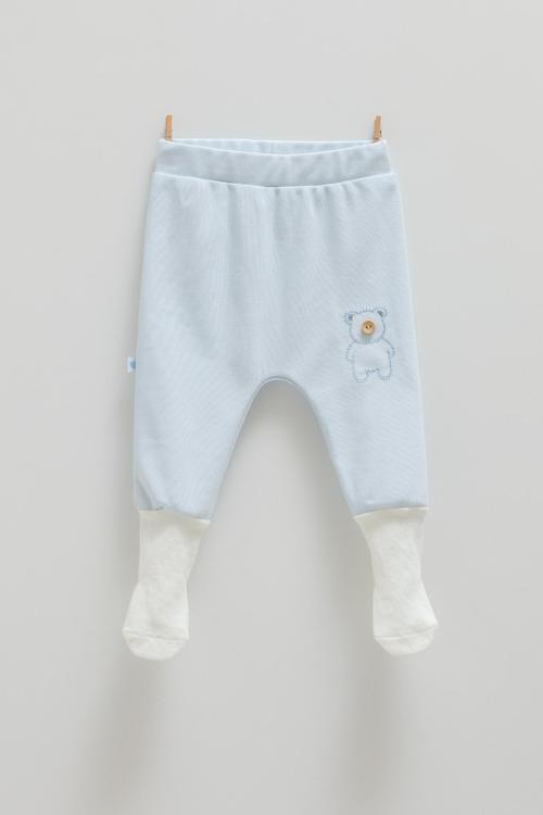 CUTE BEAR ÇORAPLI BEBEK PANTOLON - CARAMELL - APE1464 - Mavi - 1 - 3 Ay - APE1464-Mavi-1 - 3 Ay Mavi