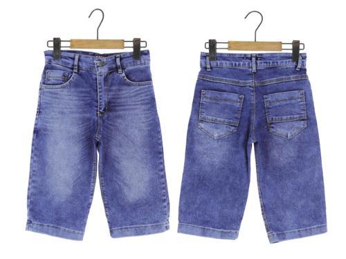 YIKAMALI LİKRALI ERKEK KOT KAPRİ Mavi