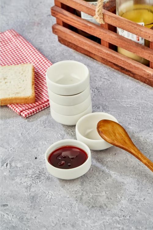 Yeni Model Yuvarlak 6 Cm Mini 6 Lı Porselen Servis Sunum Kahvaltı Lüx Beyaz Reçellik Sosluk