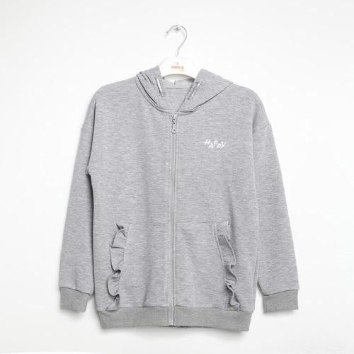 KAPÜŞONLU FERMUARLI  SWEATSHIRT Gri