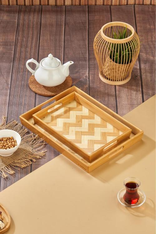 Lüx 2'Li Bambu Sunum Tepsisi