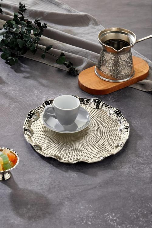 25 Cm Rölyefli Metal Sunum Tepsisi