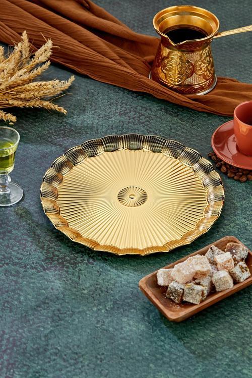 25 Cm Yuvarlak Tepsi – Parlak Yüzeyli Sunum Tepsisi