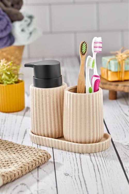 3 Parça Lüx Modern Seramik Sıvı Sabunluk