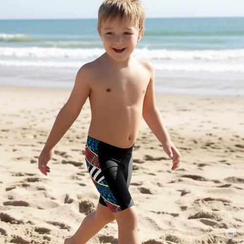 Digi Allover Panel Jam-mer Erkek Çocuk Yüzücü Mayosu Siyah