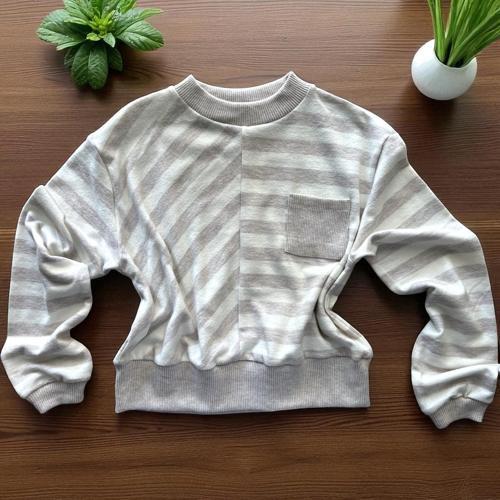 ÇİZGİLİ KAZAK Ekru