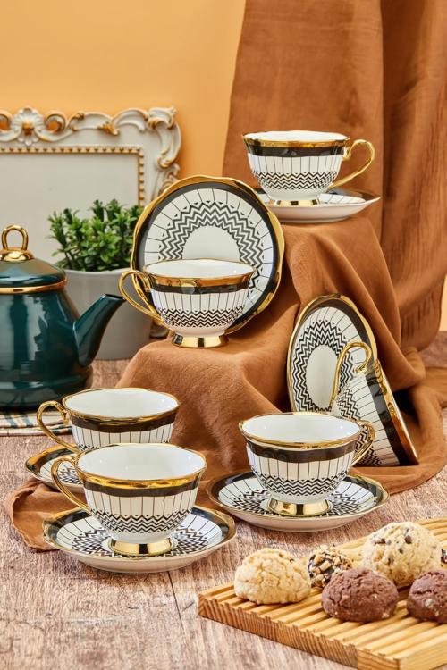 Şık Tasarımlı 6'Lı 180 Ml Porselen Fincan Takımı- Hediye Seçeneği