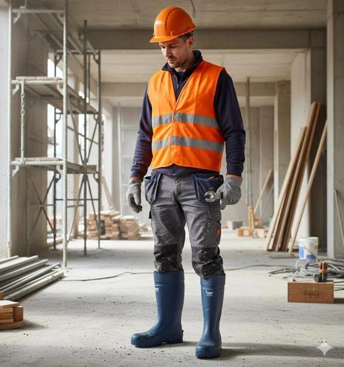 Boots Poliüretan Soğuğa Dayanıklı Kısa Çelik Burunlu Mavi Çizme