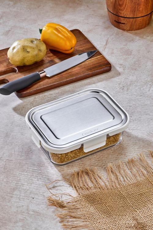 1000 Ml Cam Saklama Kabı – Sızdırmaz, Paslanmaz Çelik Kapaklı, Gıda Saklama