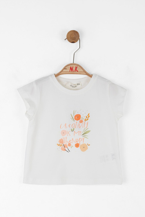 BUTTERFLY ÇİÇEK TSHIRT Ekru