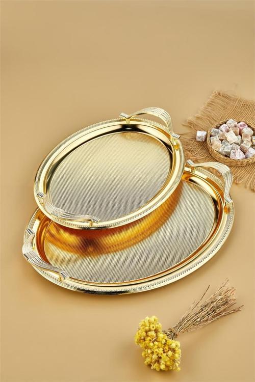 Çelik Oval 2'Li Tepsi 40 Cm / 48 Cm