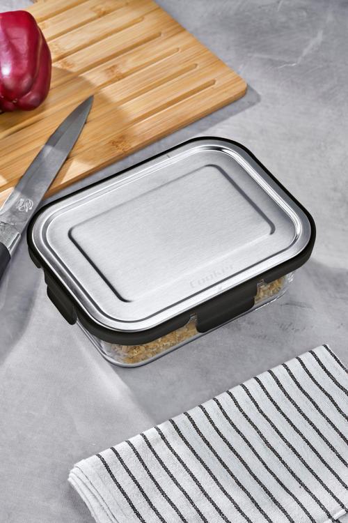 1000 Ml Cam Saklama Kabı – Sızdırmaz, Paslanmaz Çelik Kapaklı, Gıda Saklama