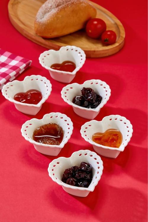 6'Lı Beyaz Porselen Reçellik Seti 7.5X7.4 Cm