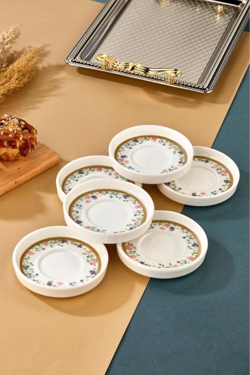 6' Lı Lyon Porselen Çay Tabağı