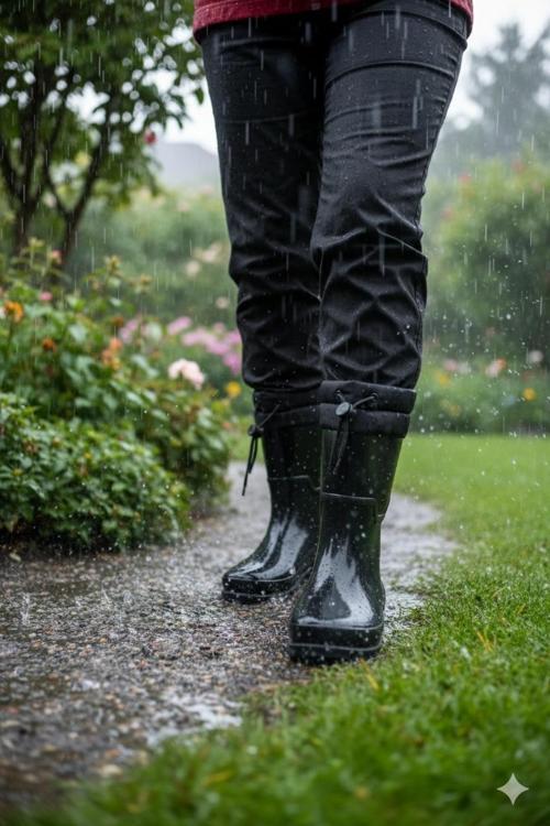 Konçlu Peluşlu Kadın Yağmur Çizmesi 36-40 Siyah
