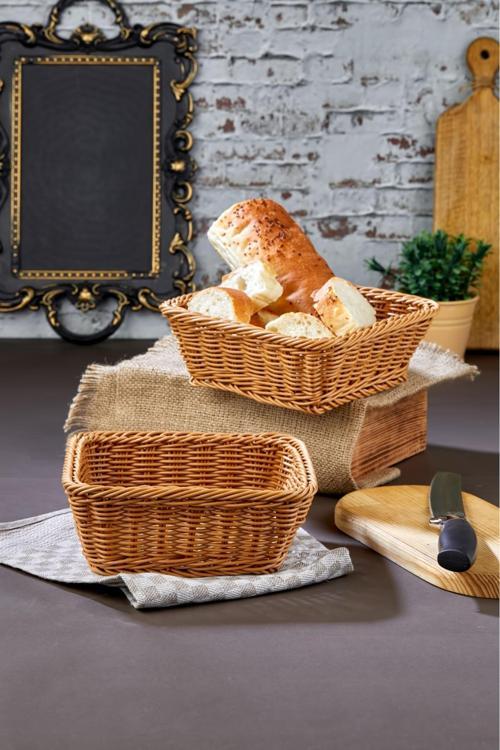 Doğal Hasır El Dokuması Kare Ekmek Sepeti