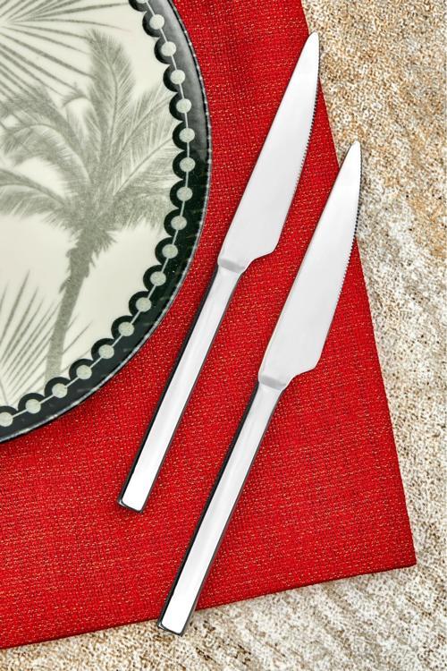 2'Li Paslanmaz Çelik Ve Kararmaz Milas Yemek Bıçağı Seti