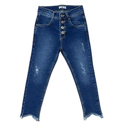 PAÇA DETAYLI KIZ KOT PANTOLON LACİVERT