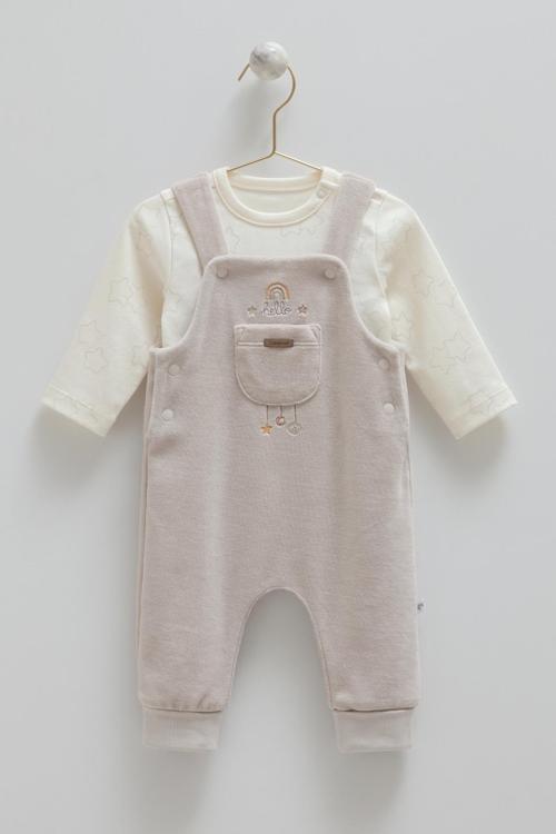 STAR POINT SWEATSHIRT ÖN CEPLİ BLUZ KADİFE SALOPET - CARAMELL  - SLE2159 - Gri - 1 - 3 Ay - SLE2159-Gri-1 - 3 Ay Gri