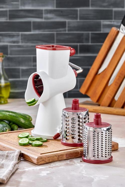 Paslanmaz Çelik Çevirmeli Rende Kollu Sebze Doğrayıcı