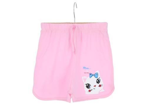 KEDİ BASKILI KIZ ŞORT Pembe