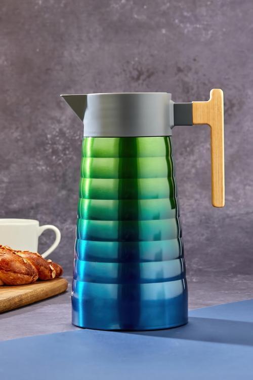 2 Litre Çift Katmanlı Paslanmaz Çelik Termos Bambu Saplı, 12 Saat Sıcak 24 Saat Soğuk Tutma Kapasite