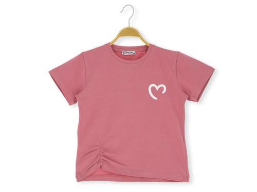 KALP BASKILI 36/1 KOMPAK KIZ TSHİRT Gül Kurusu