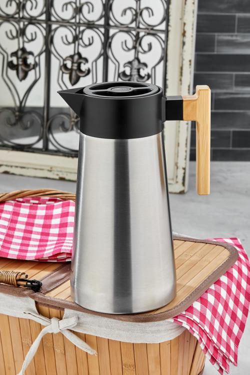 2 Litre Bambu Saplı Çift Kat Paslanmaz Çelik Termos ( Piknik Kamp Outdoor Ofis Otel Kafe Okul )