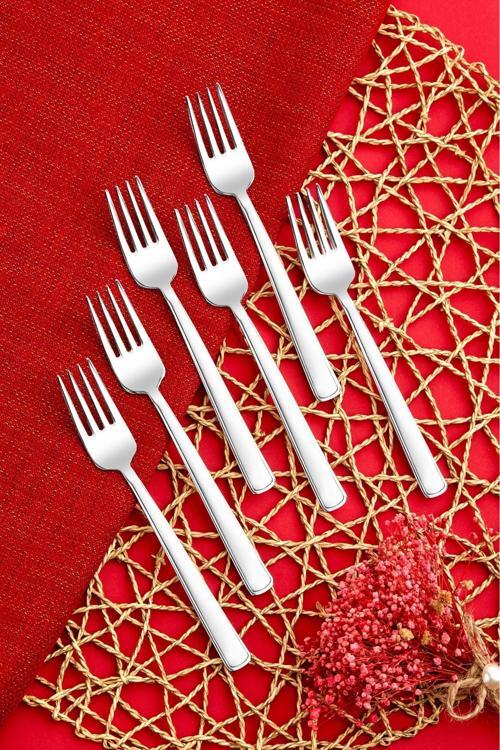 6'Lı Paslanmaz Çelik Ve Kararmaz Milas Tatlı Çatalı Seti