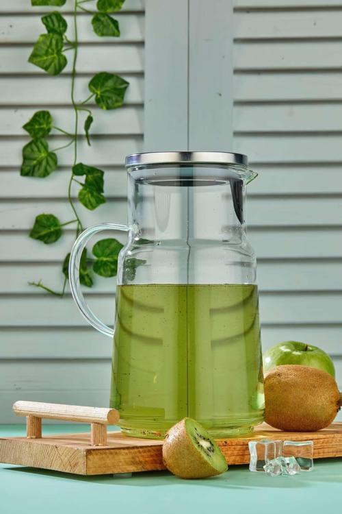 2 Litre Gümüş Kapaklı Borosilikat Cam Sürahi - Şık Ve Sağlıklı Tasarım