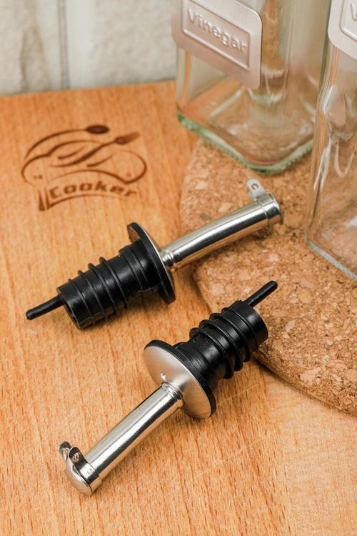 2’Li Paslanmaz Çelik Sosluk Şişe Kapağı – Standart Ağız Uyumlu Yağlık Sirkelik Dökücü