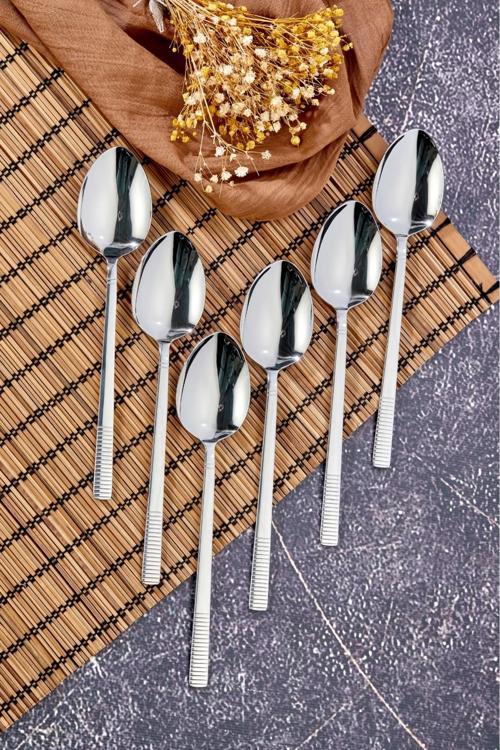 6'Lı Heybeli Paslanmaz Çelik Yemek Kaşığı