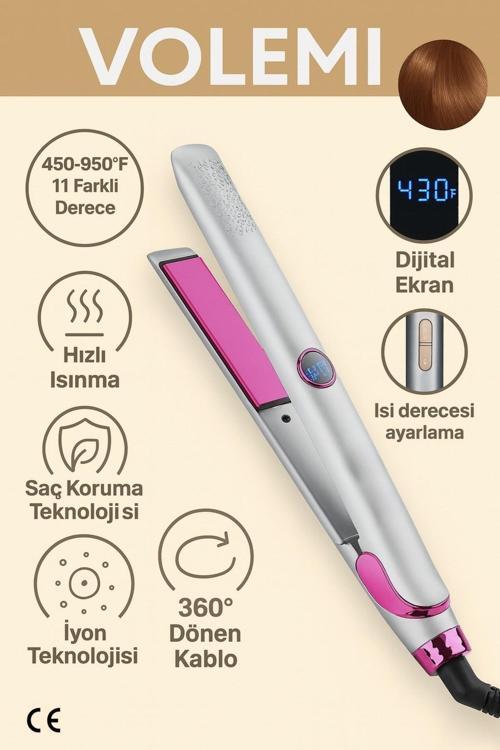 Vm-004 Profesyonel Seramik Plakalı Saç Düzleştirici Hızlı Isınma Dijital Led Ekran