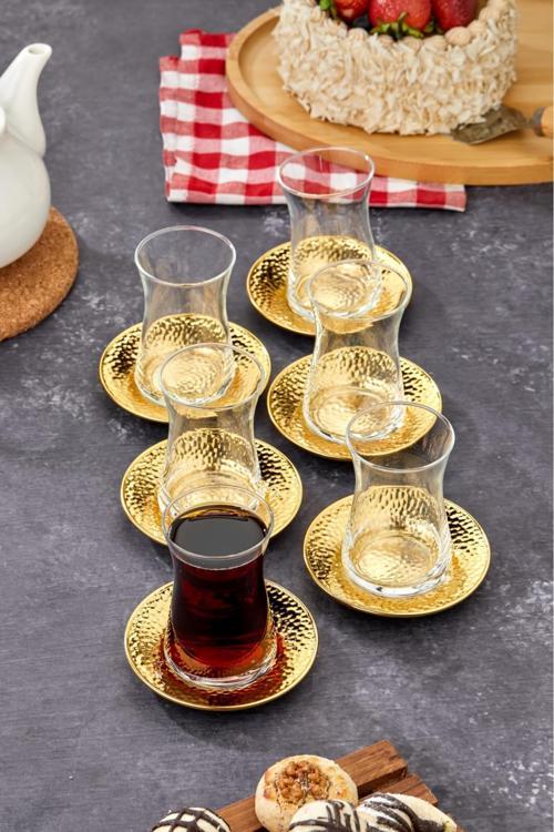 6'Lı Metal Çay Tabağı