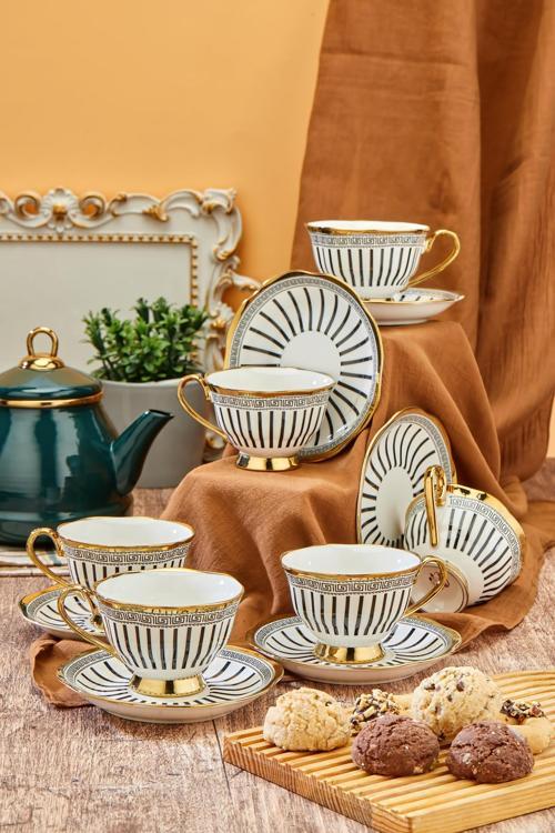 Şık Tasarımlı 6'Lı 180 Ml Porselen Fincan Takımı- Hediye Seçeneği