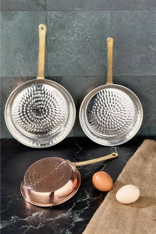3'Lü Bakır Omlet Tava Seti 14 Cm - 16 Cm - 18 Cm