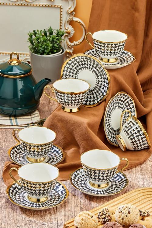 Şık Tasarımlı 6'Lı 180 Ml Porselen Fincan Takımı- Hediye Seçeneği