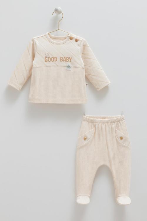 GOOD BABY OMUZ DÜĞMELİ ALT ÜST TAKIM - CARAMELL  - TKE1836 - Bej - 6 - 9 Ay - TKE1836-Bej-6 - 9 Ay Bej