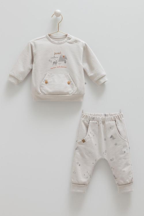 COOL MOUNTAIN KANGURU CEP DETAYLI ALT ÜST TAKIM - CARAMELL  - TKE2025 - Gri - 9 - 12 Ay - TKE2025-Gri-9 - 12 Ay Gri