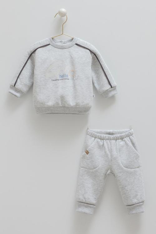 ANIMALS WORLD HELLO BASKILI ALT ÜST TAKIM - CARAMELL  - TKE2094 - Gri - 9 - 12 Ay - TKE2094-Gri-9 - 12 Ay Gri