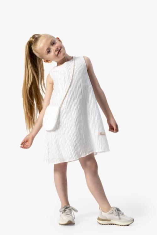 PLEATED FLASHED ELBISE BEYAZ