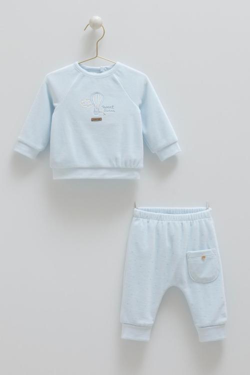 STAR POINT CEP DETAYLI KADİFE ALT ÜST TAKIM - CARAMELL - TKE2156 - Mavi - 6 - 9 Ay - TKE2156-Mavi-6 - 9 Ay Mavi