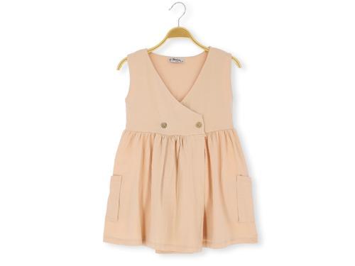 CEPLİ DÜĞMELİ 36/1 KOMPAK KIZ ELİBİSE Pudra