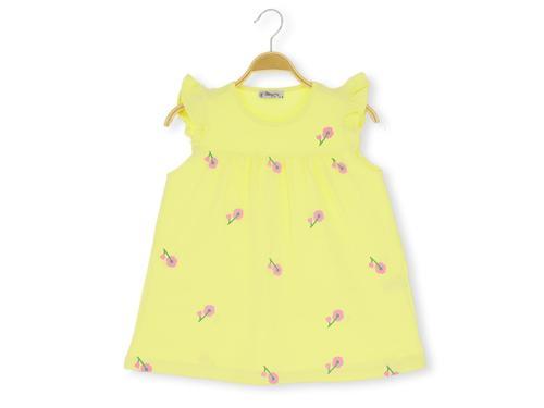ÇİÇEK BASKILI 36/1 KOMPAK KIZ ELBİSE Sarı