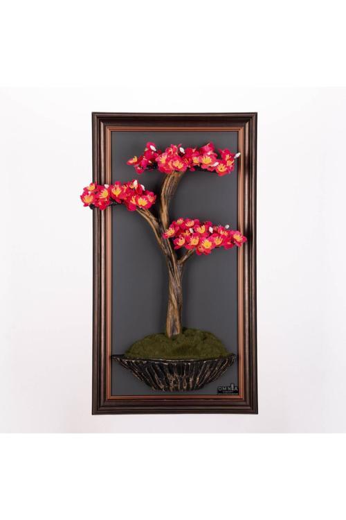 Bonsai Tablaeu - 2-1A- Mdf Plaka Üzerinde Çerçeveli 3 Boyutlu Yapay Ağaç Tablosu 33X60 Cm