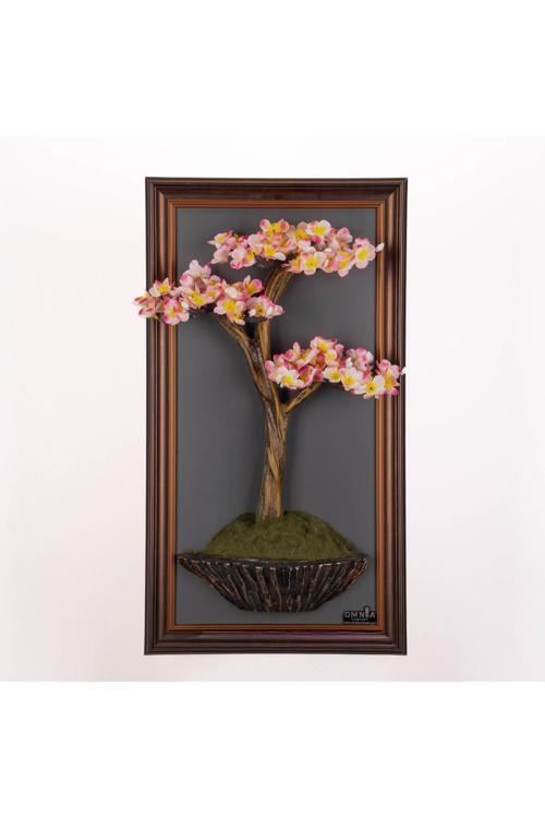 Bonsai Tablaeu - 2A - Mdf Plaka Üzerinde Çerçeveli 3 Boyutlu Yapay Ağaç Tablosu 33X60 Cm