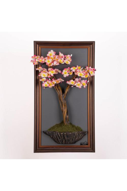 Bonsai Tablaeu -2B - Mdf Plaka Üzerinde Çerçeveli 3 Boyutlu Yapay Ağaç Tablosu 33X60 Cm