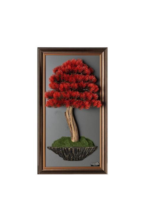 Bonsai Tablaeu - 3-1A - Mdf Plaka Üzerinde Çerçeveli 3 Boyutlu Yapay Ağaç Tablosu 33X60 Cm