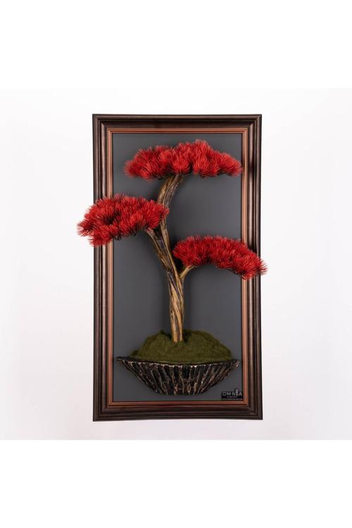 Bonsai Tablaeu - 3-1B - Mdf Plaka Üzerinde Çerçeveli 3 Boyutlu Yapay Ağaç Tablosu 33X60 Cm